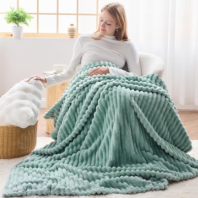 NEWCOSPLAY Super Soft Throw Blanket New Sage Green Premium Silky Flannel Fleece - Image 2