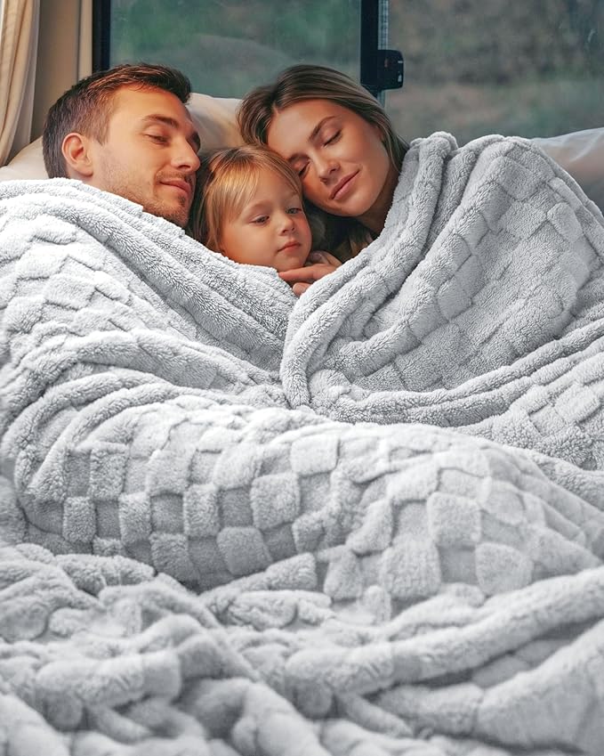 Utopia Bedding Cool Grey Checkered Fleece Throw Blanket - Image 7