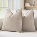 MIULEE Pack of 2 Beige Decorative Pillow Covers 22x22 Inch Soft Chenille by MIULEE