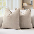 MIULEE Pack of 2 Beige Decorative Pillow Covers 26x26 Inch Soft Chenille by MIULEE