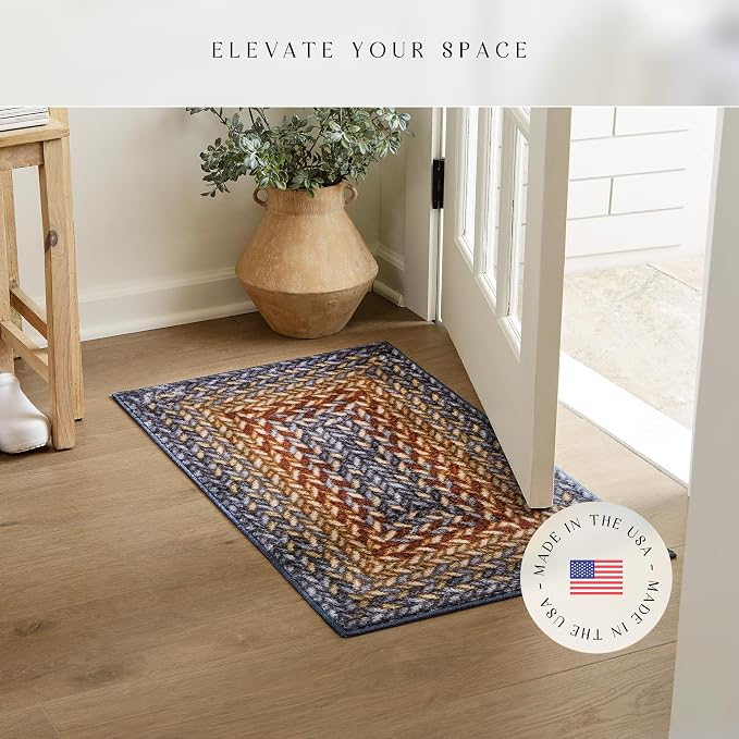Maples Rugs Marion Bohemian Braided-Style Print Area Rug – Made in USA – - Image 4