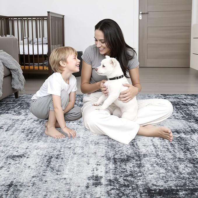 10x12 Area Rug Living Room Rug: Washable Modern Abstract Soft Thin Rug Indoor - Image 7