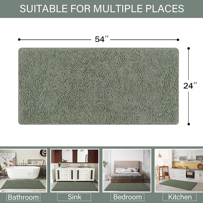 LOCHAS Luxury Bathroom Rug Shaggy Bath Mat 24 x 54 Inch, Washable Non Slip Bath - Image 2