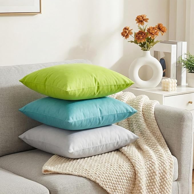 Thmyo 4-Pack 100% Cotton Comfortable Solid Decorative Throw Pillow Case Square - Image 4