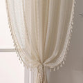 WAZZIO Boho Lace Curtains 96 Inches 2 Panel, Light Filtering Privacy Tassel & by WAZZIO