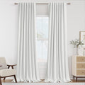 Guken White 100% Blackout Linen Curtains 102 Inch Length 2 Panels Set by Guken