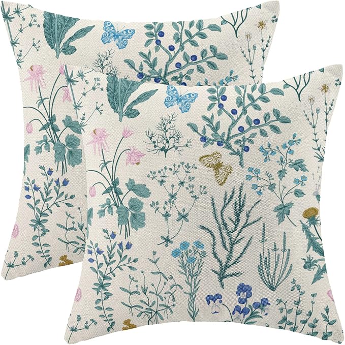 AEIOAE Spring Pillow Covers 18x18 Inch Set of 2, Seasonal Floral Outdoor by AEIOAE