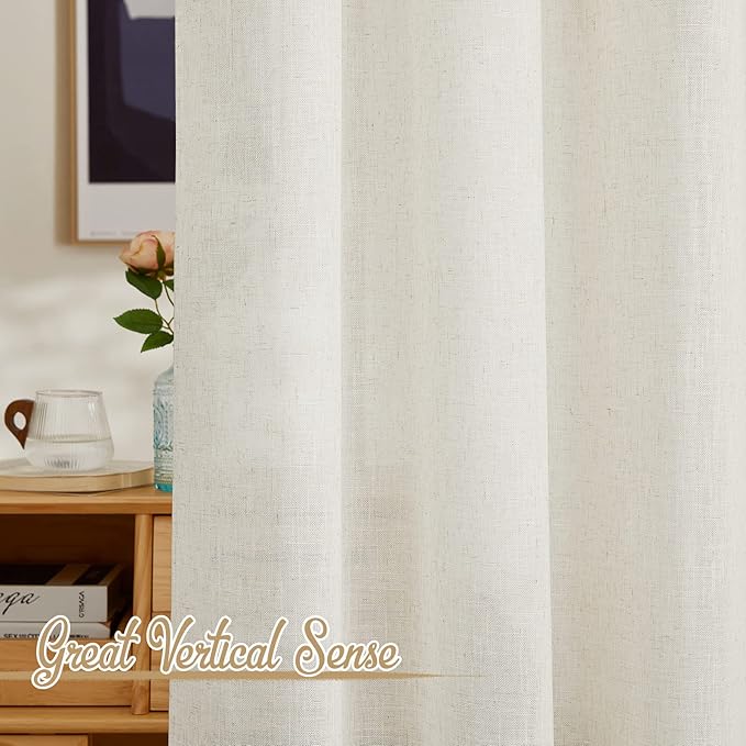 NICETOWN Semi Sheer Curtains 72 inches Long Linen Blend, Rod Pocket & Back Tab - Image 5