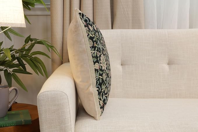 C Charlotte Home Furnishings Inc Fleur De Morris Black Belgian Cushion Cover - - Image 3