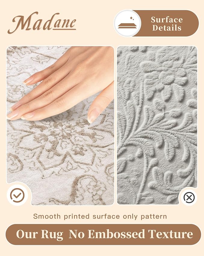 Madane Washable Area Rug 4x6, Low Pile Stain Resistant Vintage Area Rugs - Image 4