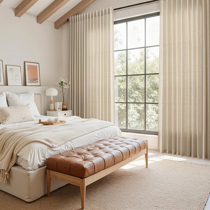 Nanspring Taupe Burlywood Linen Curtains 84 Inch Length - Image 8