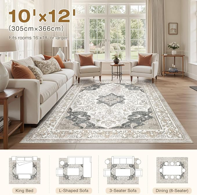 cotiled 10x12 Area Rugs Large Washable Rugs - Image 7