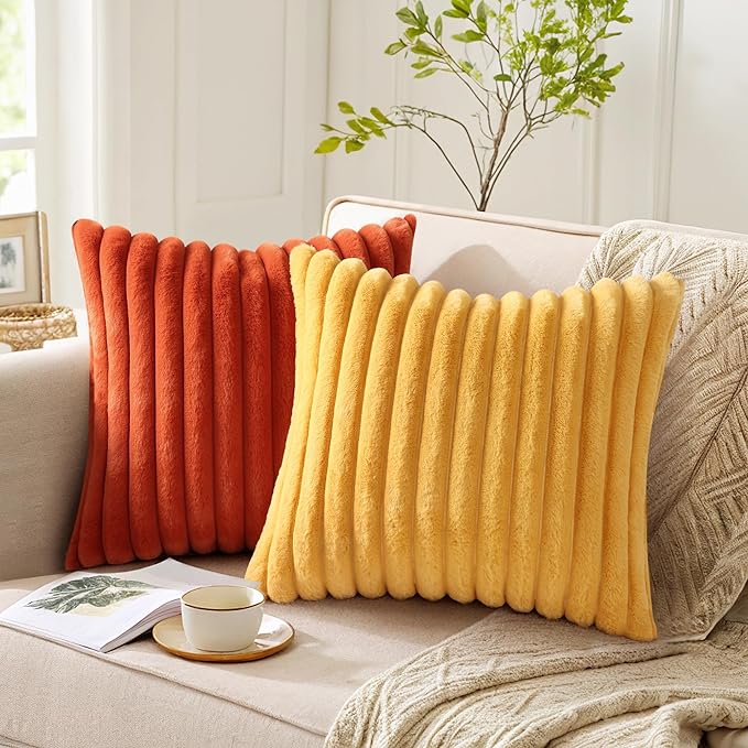 Pallene Faux Fur Plush Throw Pillow Covers 22x22 Set of 2, Luxury Soft Fluffy - Image 8