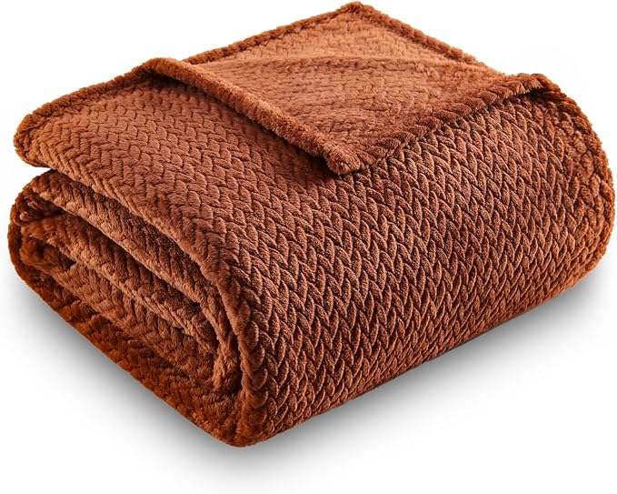 NEWCOSPLAY Super Soft Throw Blanket Coffee Premium Silky Flannel Fleece Leaves - Image 9