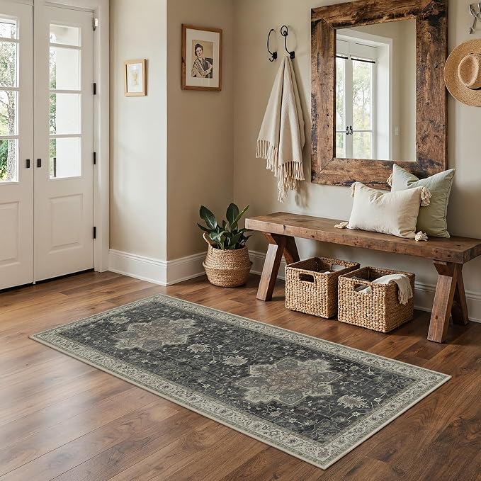 GENIMO 2x10 Runner Rugs for Hallway, Machine Washable Non Slip Vintage Rugs - Image 3