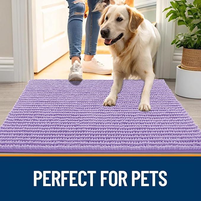 OLANLY Dog Door Mat for Muddy Paws 44x32, Ultra Absorbent Chenille Mud Doormat - Image 6