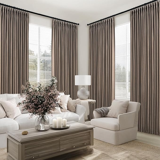 Topfinel 96 Inches Long Pinch Pleated Semi Sheer Curtains, Dark Flax Blended - Image 7