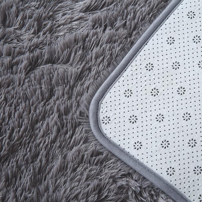 Area Rugs for Bedroom Living Room: 4x6 Grey Fuzzy Shag Shaggy Rug - Image 3