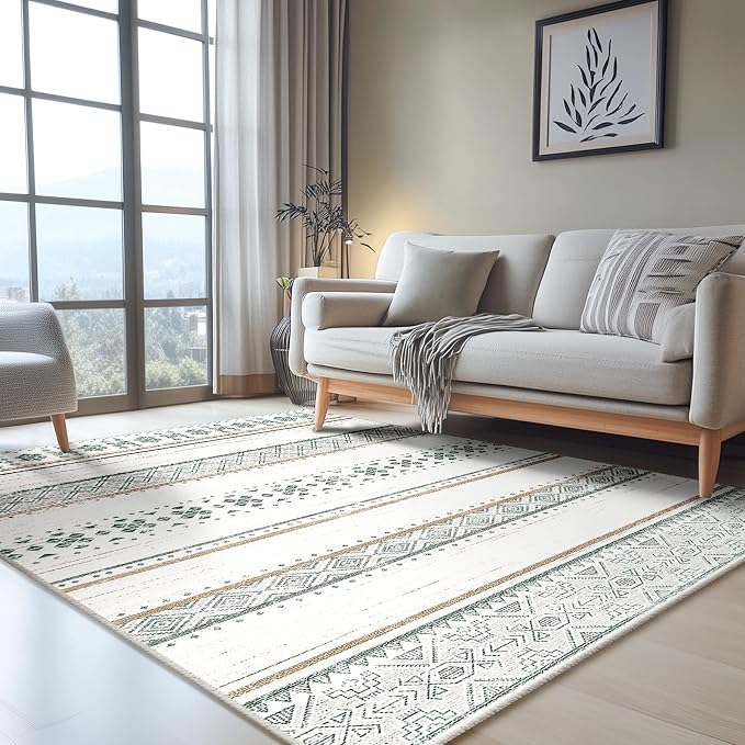 BESTSWEETIE 3x5 Area Rugs for Living Room Washable Moroccan Farmhouse Neutral by BESTSWEETIE