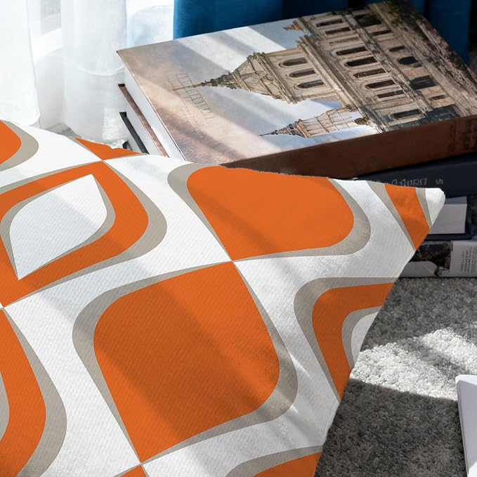 Hexagram Orange Geometric Pillow Covers 18x18 Set of 4, Decorative Outdoor - Image 4