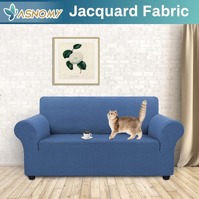 Asnomy Sofa Covers for 2 Cushion Couch Stretch loveseat Covers Slipcovers - Image 2