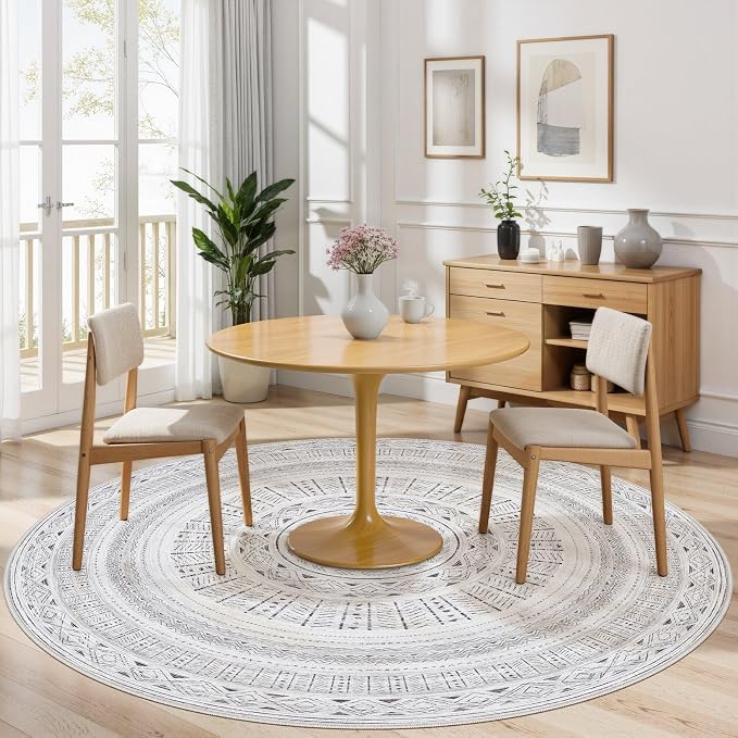 cotiled 6x6 Round Area Rug Living Room: Washable Boho Rugs - Image 4