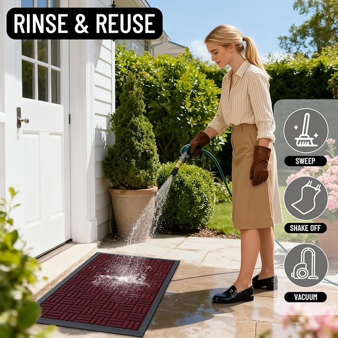 OLANLY Front Door Mat Outside Entrance 47x17, Heavy Duty Sturdy Natural Rubber - Image 8