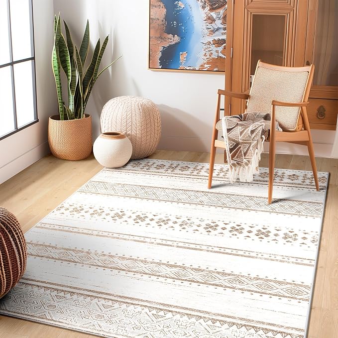 BESTSWEETIE 4x6 Area Rugs for Living Room Washable Moroccan Farmhouse Neutral - Image 6