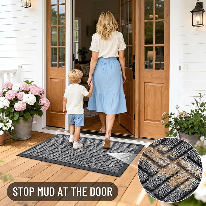 OLANLY Front Door Mat Outside Entrance 71x47, Heavy Duty Sturdy Natural Rubber - Image 7