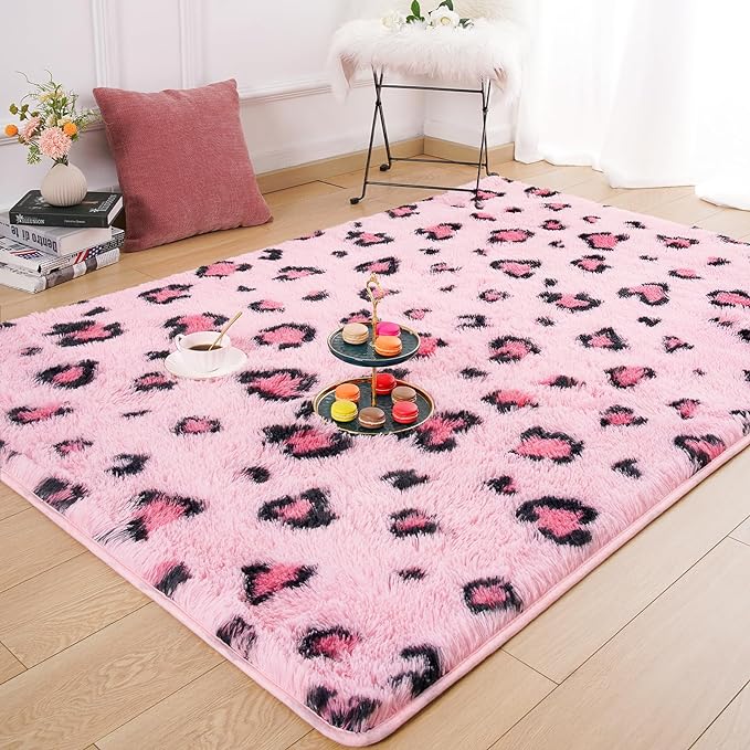 Amearea Fluffy Area Rug, Modern Shag Leopard Print Rugs Home Decor by AmeareaDirect