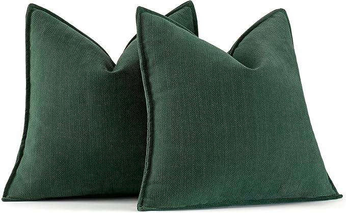 MIULEE Pack of 2 Green Decorative Pillow Covers 22x22 Inch Soft Chenille - Image 9