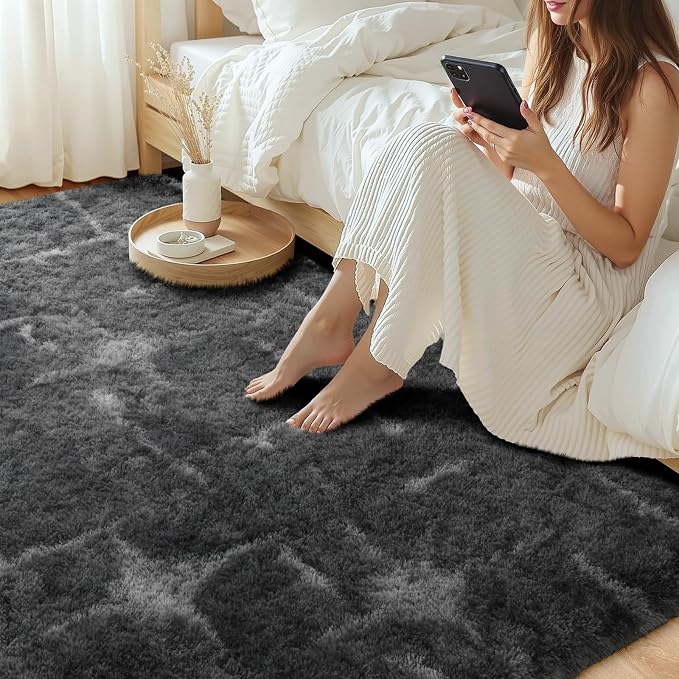 Meralax Gray Rugs for Living Room Bedroom, 5x8 Feet Soft Fluffy Gray Shaggy - Image 6