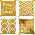 Hexagram Geometric Yellow Pillow Covers 18x18 Set of 4, Decorative Outdoor by Hexagram