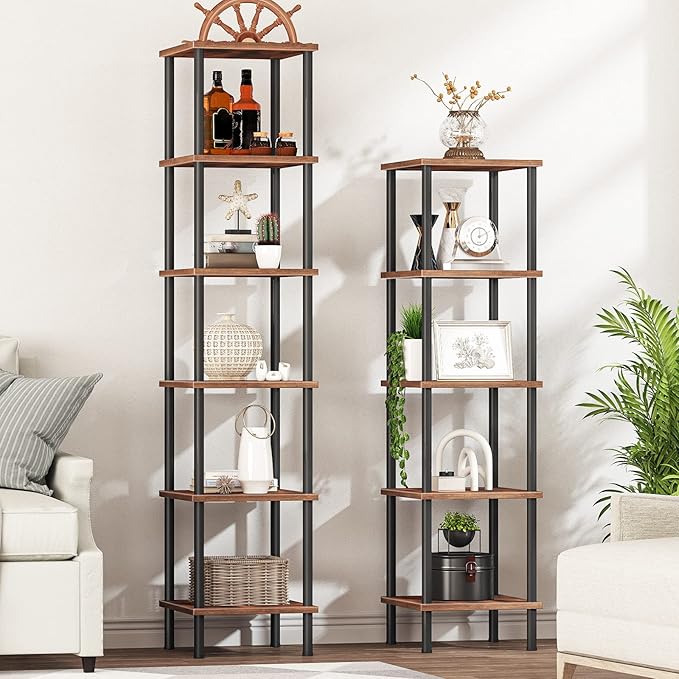 HOOBRO 5-Tier Corner Shelf Stand, Corner Square Rack Display Shelf, Tall - Image 4