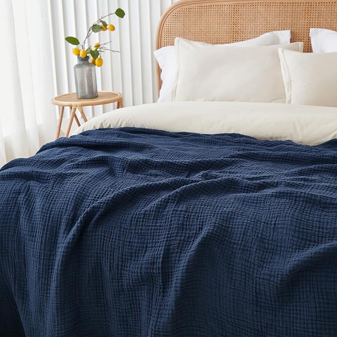 EMME Cotton Blanket Twin XL for Bed Soft Muslin Blankets 66"x90" Lightweight - Image 2