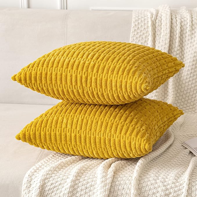 MIULEE Pack of 2 Corduroy Decorative Euro Sham Throw Pillow Covers 22x22 Inch - Image 5