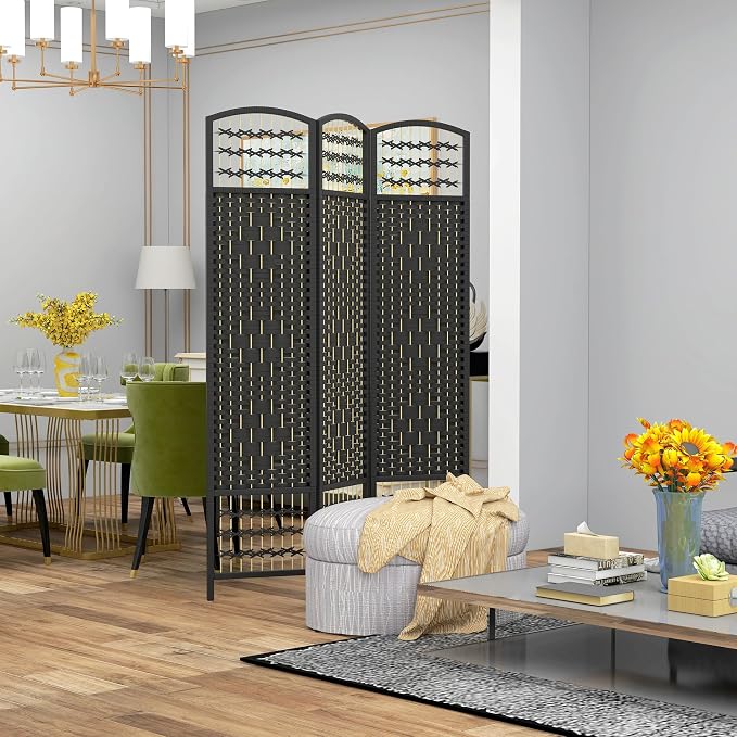 HOMCOM 3 Panel Room Divider, Folding Privacy Screen, 5.6' Room Separator - Image 2