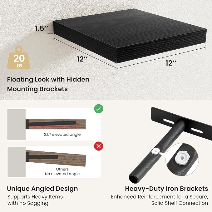 Fun Memories Floating Shelves for Wall, Rustic Wood Wall Mounted Shelves for - Image 3