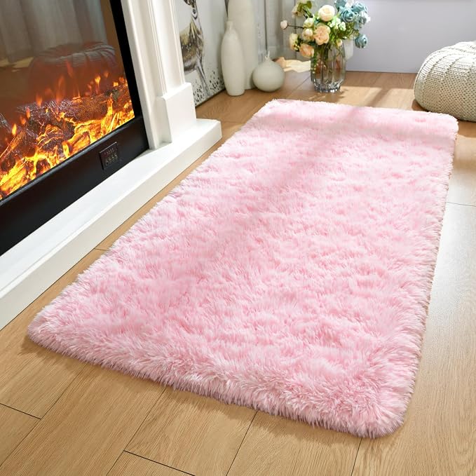 Merelax Soft Fluffy Rugs Pink Girls Bedroom Nursery Rug, 2x4 Small Shaggy - Image 7