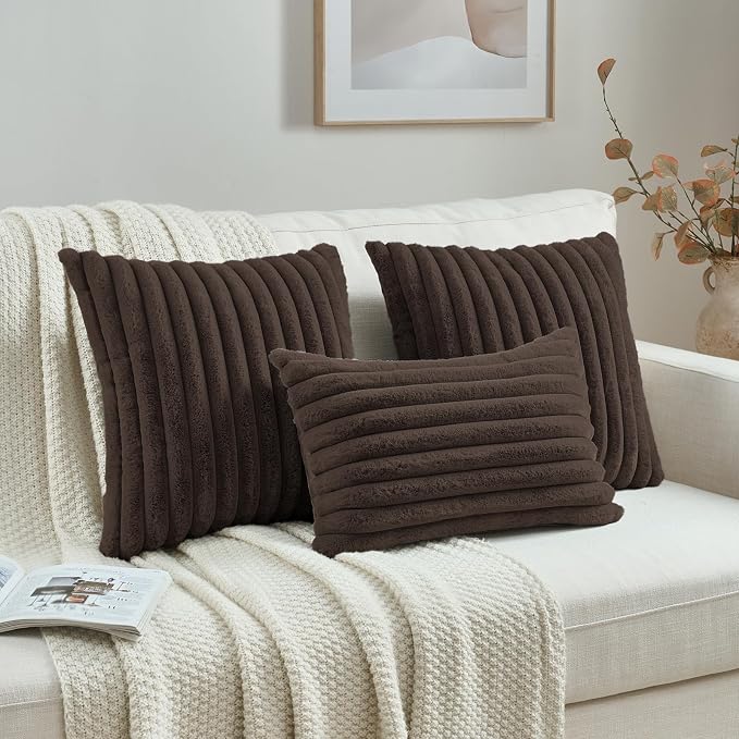 FUTEI Dark Coffee Decorative Throw Pillow Covers Set of 2, 12x20 Inch Soft - Image 4
