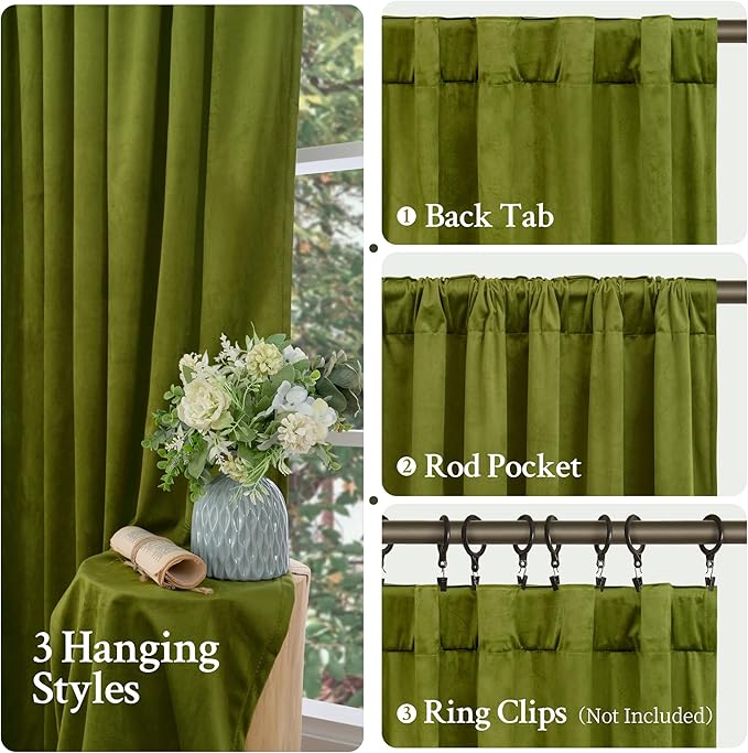 LAMIT Moss Green Velvet Curtains - Image 3
