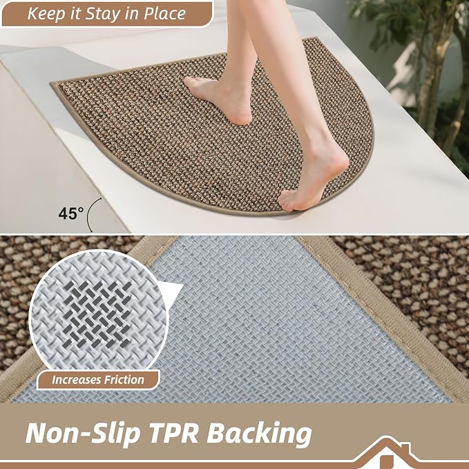 BEQHAUSE Dirt Trapper Door Mat 24" x 36" Half Circle Non-Slip Washable Doormats - Image 4