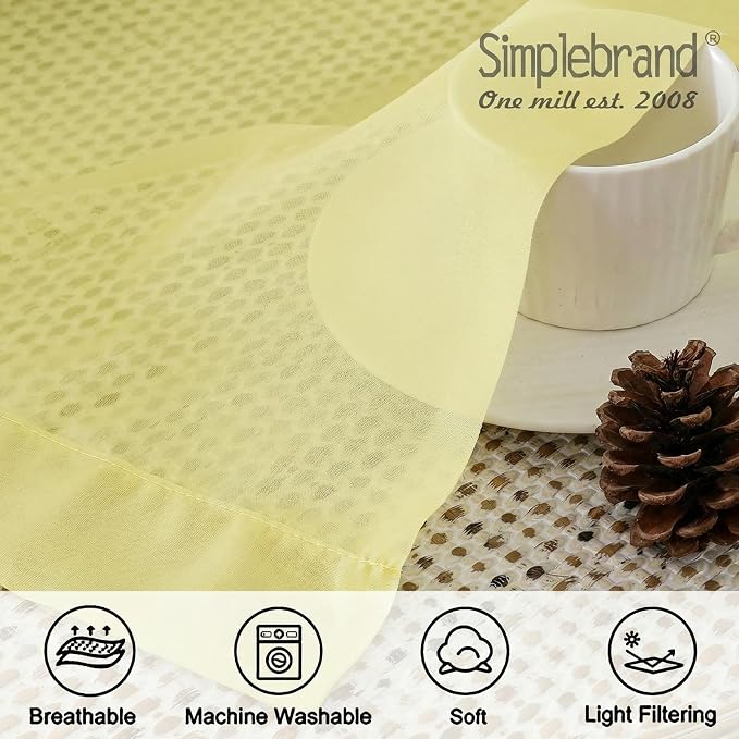 Simplebrand Light Yellow Sheer Curtains 84 Inches Long, Light Filtering Rod - Image 5