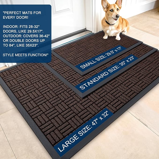 OLANLY Front Door Mat Outside Entrance 59x34, Heavy Duty Sturdy Natural Rubber - Image 2
