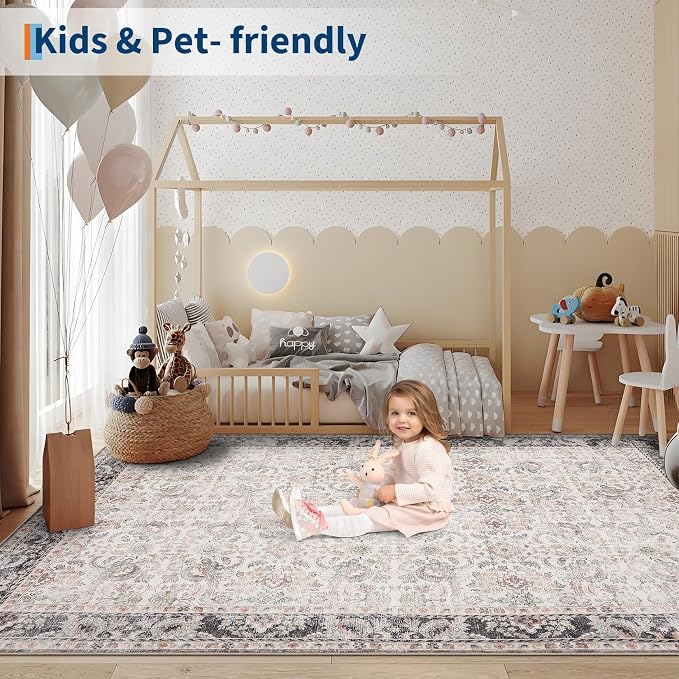 GarveeHome Washable Rugs 5x7 Vintage Floral Area Rugs - Image 7