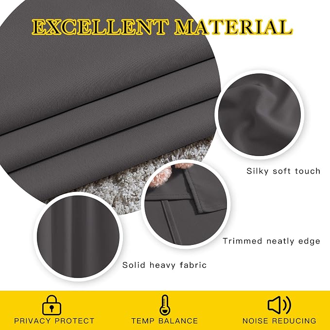 NICETOWN Blackout Grey Window Treatments 84 inch Long, Grommet Top Room - Image 6