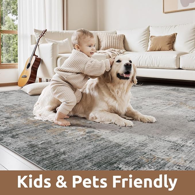 6 x 9 Area Rugs for Living Room, Machine Washable Non Slip Rug Ultra Soft Low - Image 5