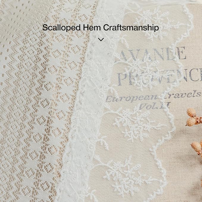Rinwoc White Lace Semi-Sheer Valance Curtains – Vintage Boho Lace Valances - Image 7