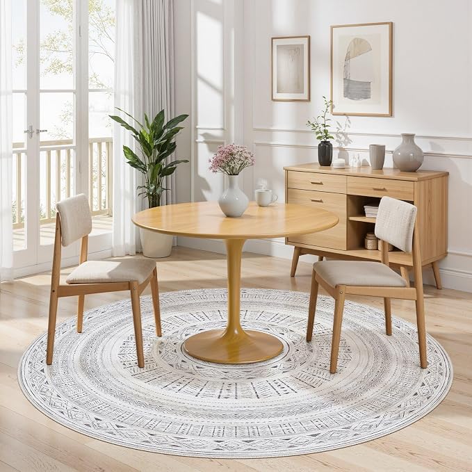 cotiled 5x5 Round Area Rug Living Room: Washable Boho Rugs - Image 4