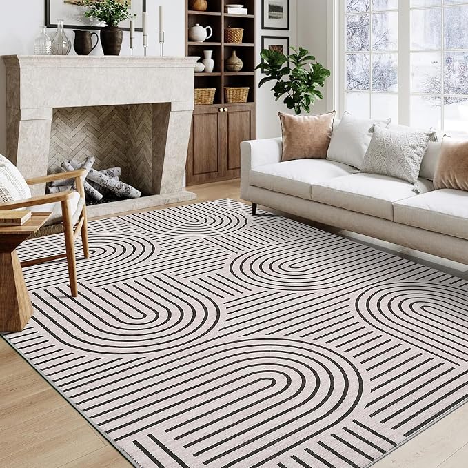 Washable Rug 6x9 Area Rugs for Living Room, Abstract Rug for Bedroom, Soft by ROYHOME